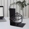Black Metal Geometric Design Display Bookends Book Stopper Holder Set of 2